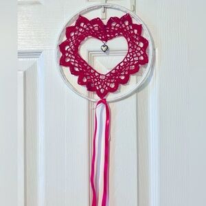 Handcrafted Red Heart Dreamcatcher